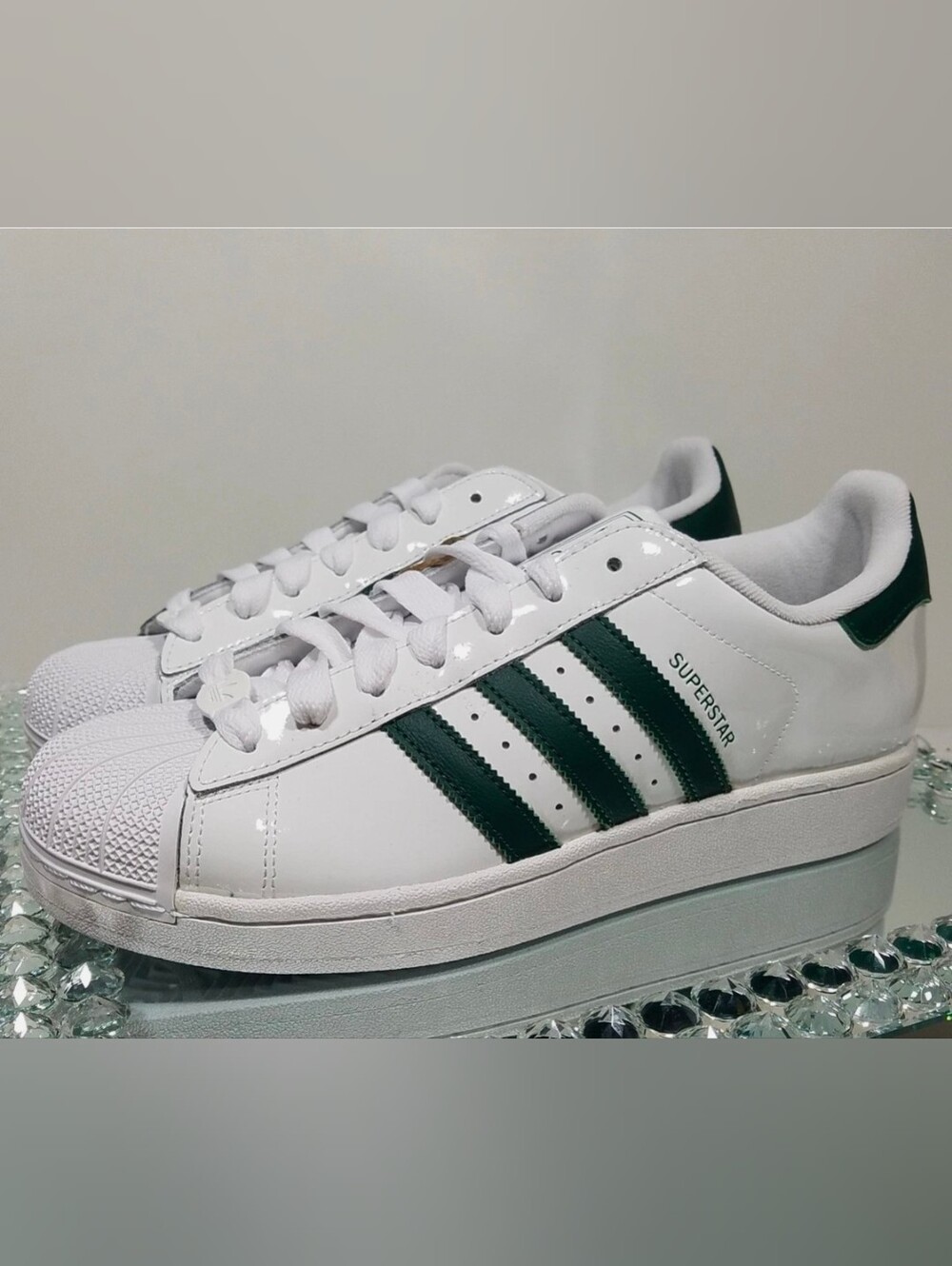 Adidas Superstar 2 "White Collediate Green Patent Leather New With Tags No Box